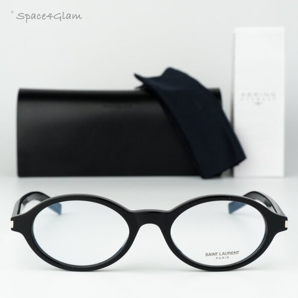 BRAND NEW Saint Laurent SL751 JEANNE OPT 001 Black Demo Oval Women Eyeglasses - Picture 1 of 11